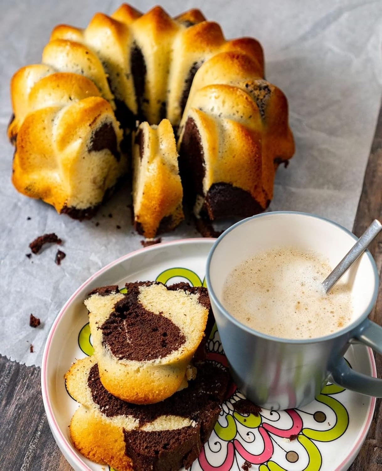RUF Marmorkuchen, Backmischung Für Einen Kuchen Mit Marmormuster, Hellerteig Mit Kakaomischung, Extra Saftig Und Locker, Vegan Variantes Möglich Naty Shop