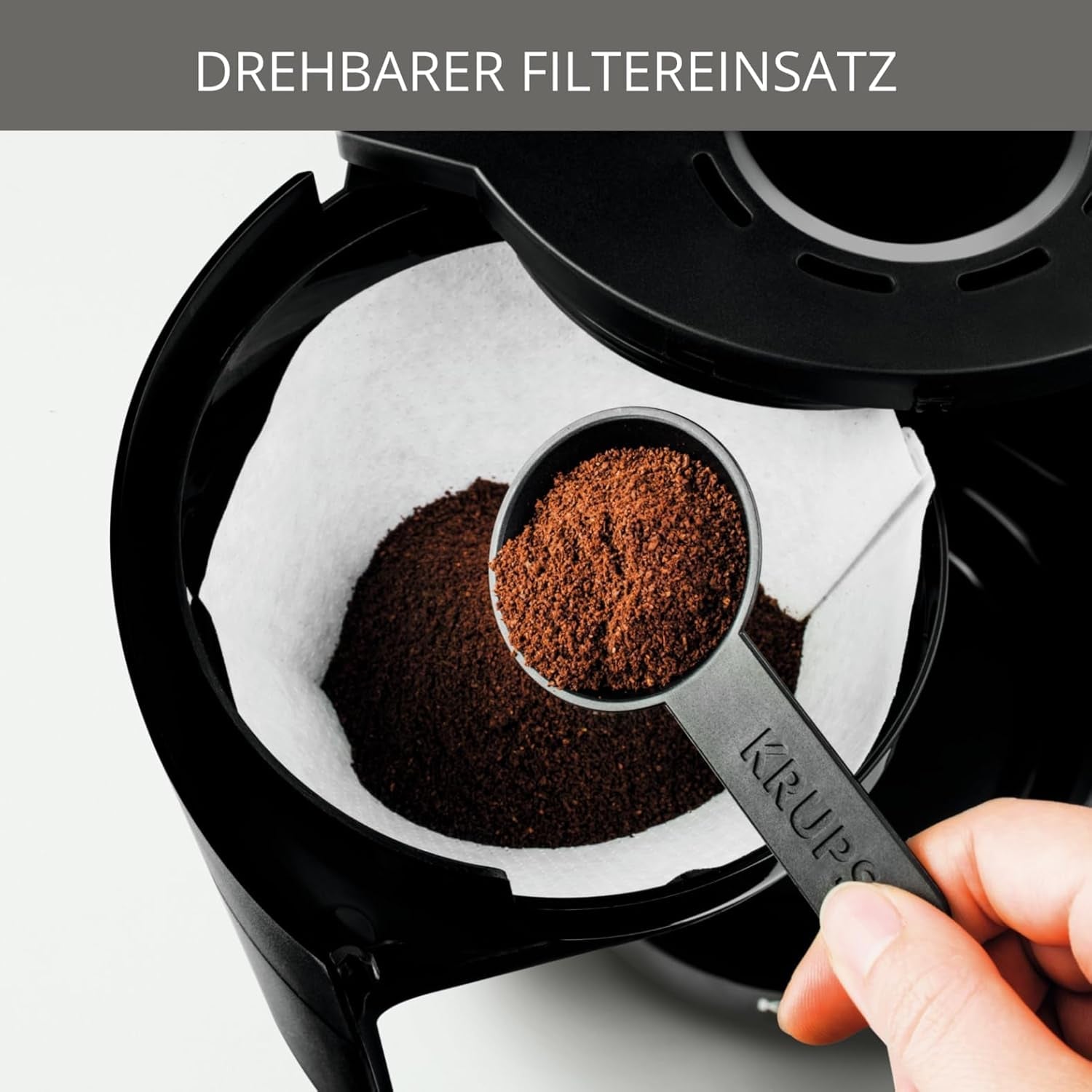 Krups F30908 ProAroma Machine à expresso avec filtre et carafe en verre, capacité 1,25 l, 10-15 tasses, 1050 W, noir