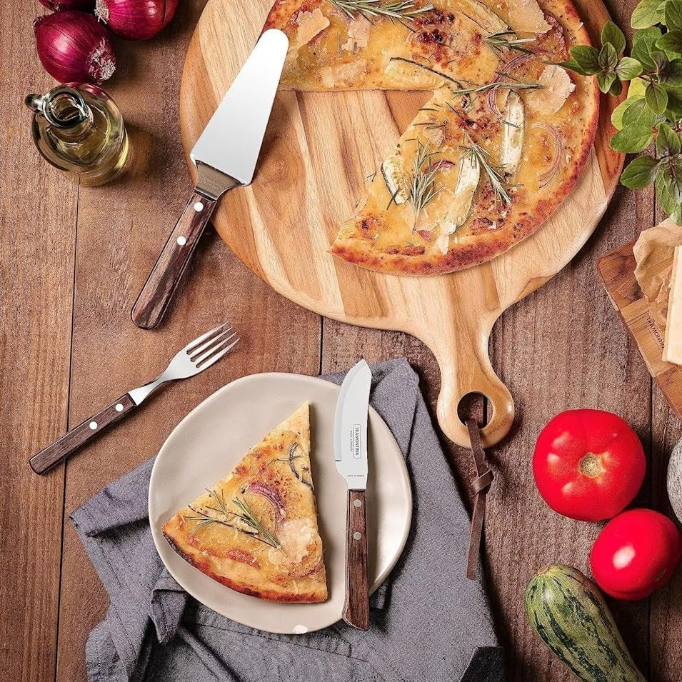 Tramontina PIZZA Besteck, ensemble de 8 pièces, pour 4 personnes, bois de rose libre, griffes de bois certifiées Fsc, fête des machines à laver, cuisine Naty Shop