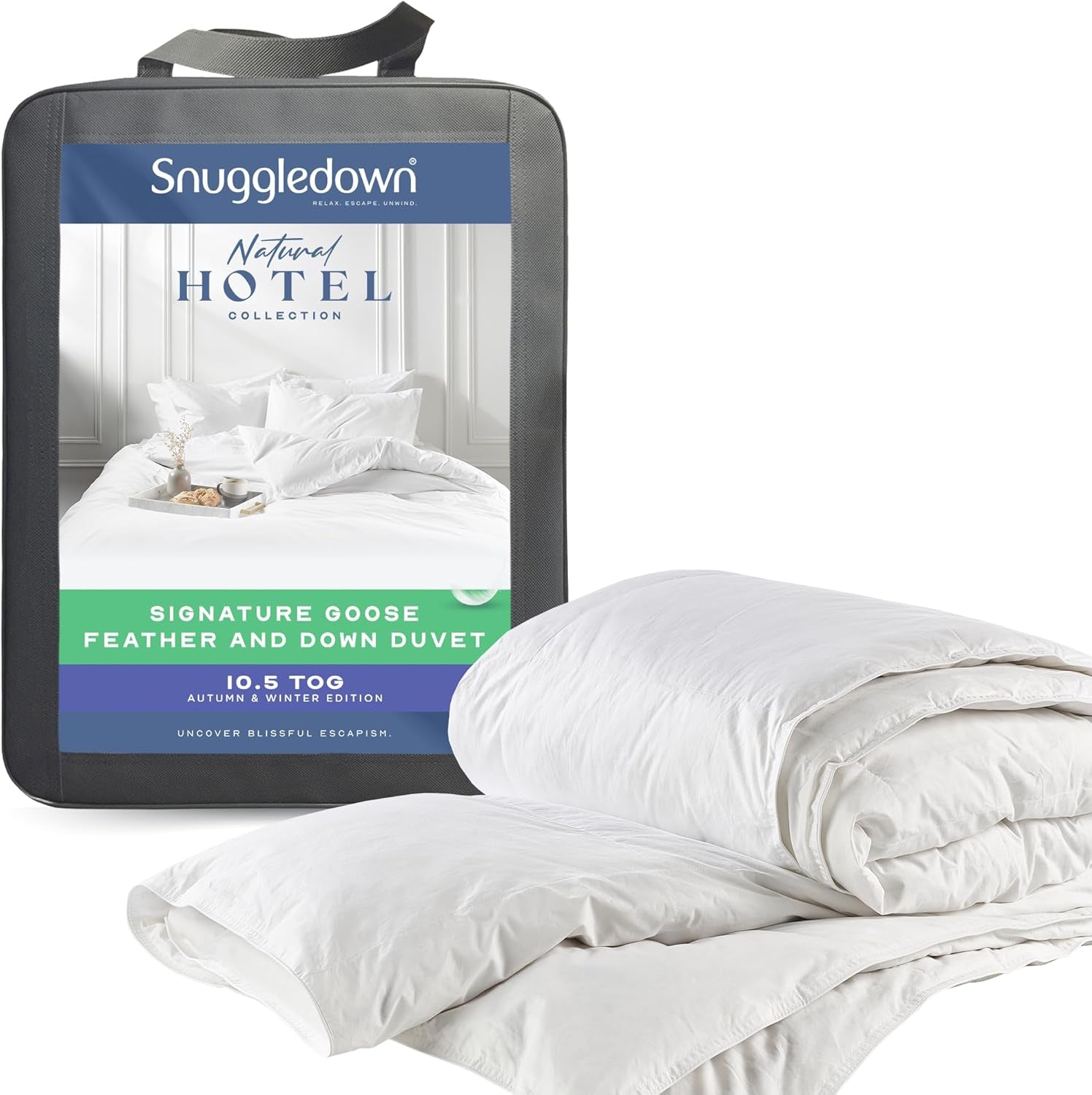 Naty Shop Couette anti-allergie Snuggledown Freshwash, 13,5 Tog, chaude pour l'hiver, coton, blanc, pour lit simple, lit double 10,5 Tog