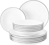 Seltmann Weiden - Lido Black Line - service de table 36 pièces - porcelaine (dont 6 tasses à café)