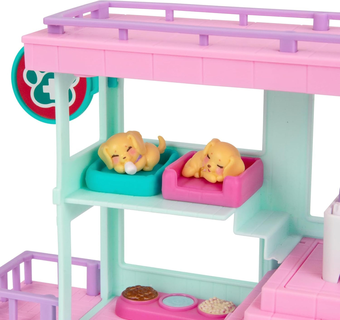 Ensemble de jeu Little Live Pets Mama Surprise Families Baby Clinic, 3 chiots Retriever inclus, ensemble de jeu magique double face (27,8 cm de largeur, 23,8 cm de hauteur). Nourrir, se baigner et jouer, cadeau pour enfants Figurines Naty Shop