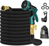 Tuyau d'arrosage 30 m Tuyau d'arrosage 10 Voies Pistolet pulvérisateur et raccords en Laiton Massif Tuyau Flexible Tuyau d'arrosage Extensible Noir 30 m