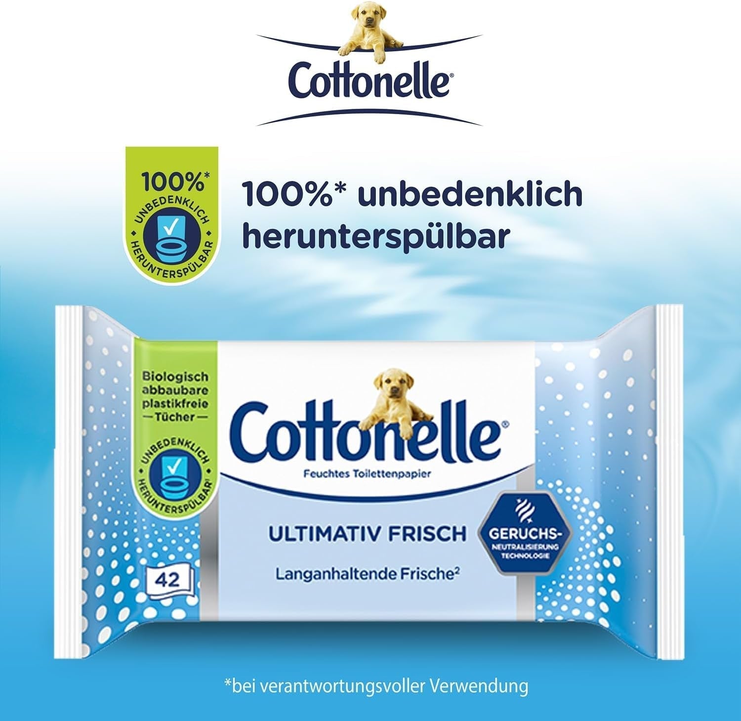 Lingettes humides, Ultimate Fresh, 12 X 42 lingettes, technologie Deodycylx, respectueuses de la peau, sans alcool ni colorant, sensibles, biodégradables