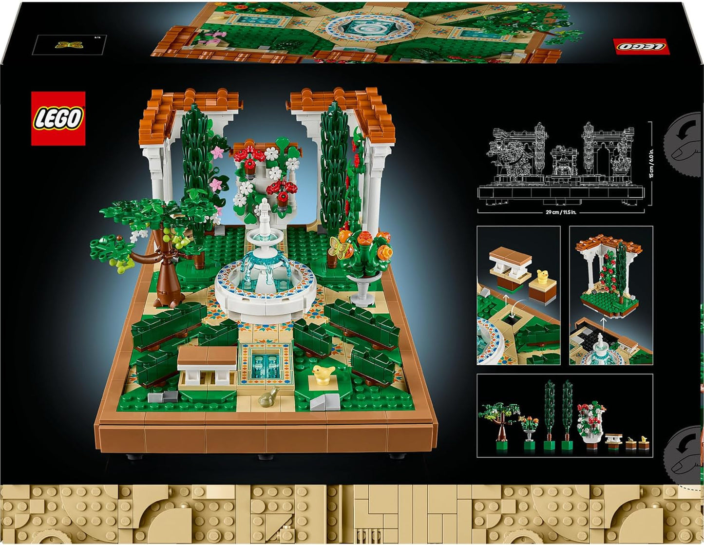 LEGO Icons Fountain Garden - Jeu de construction miniature pour adultes avec feuilles, cyprès, arbres, vignes, fleurs - Idée de cadeau d'anniversaire créative, cadeau de pendaison de crémaillère pour femmes, hommes - 10359 Jeux de construction Beuche den LEGO-Store