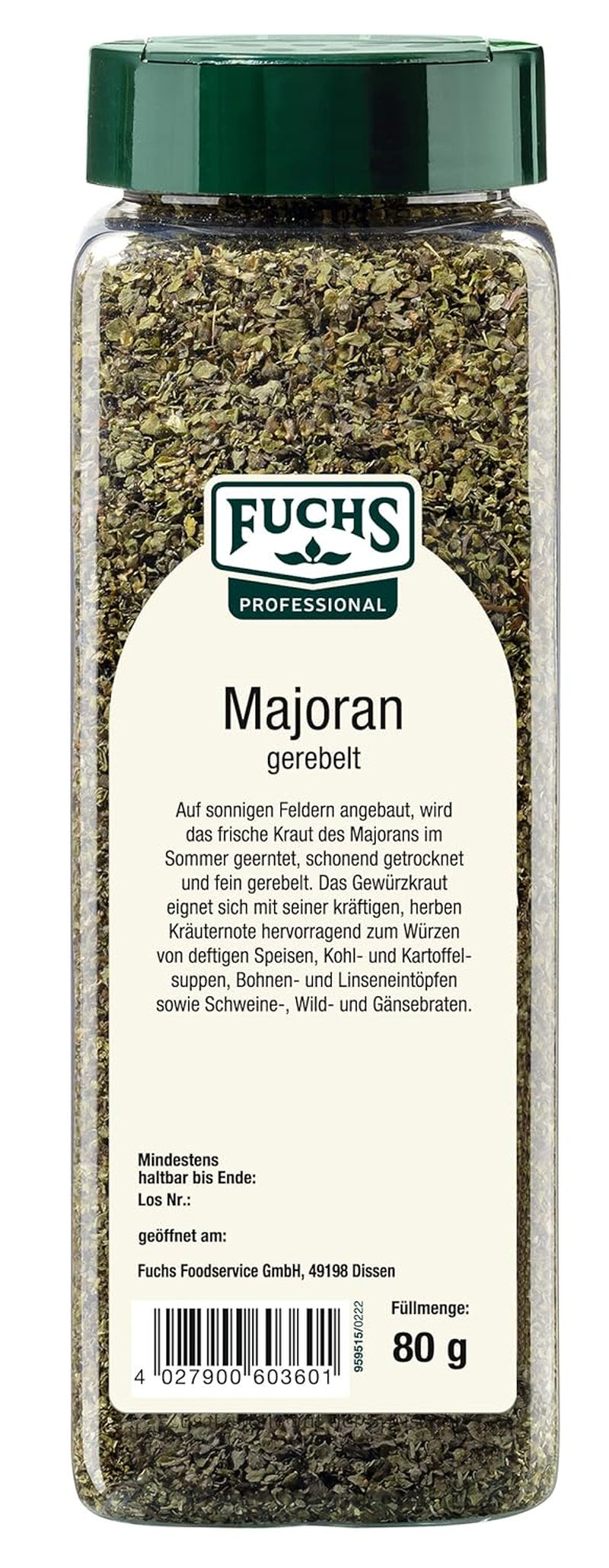 - Gerebelt de marjolaine | Mit praktischem Streuaufsatz | Zum Verfeinern von Bohnen- und Linseneintöpfen | 80 g dans un gros Streuer