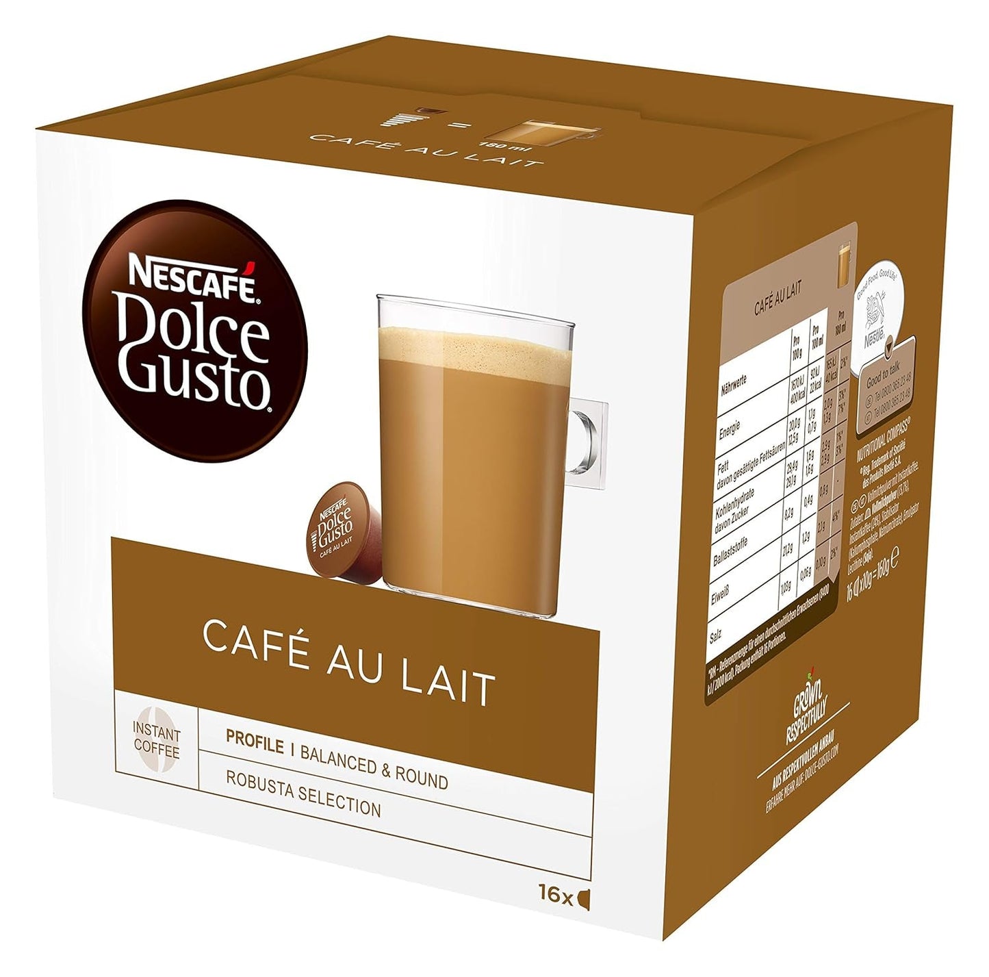 NESCAFÉ Dolce Gusto Café au Lait 96 capsules de café & Latte Macchiato Caramel, 48 capsules de café