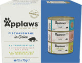 Applaws Nourriture humide naturelle pour chat, sélection de gelée de poisson (paquet de 12 x 70 g)