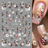 Autocollants pour ongles fleur de prunier, autocollants pour ongles fleur rose blanche, autocollants pour ongles fleur en relief, autocollants pour ongles fleur printemps été, dessins d'ongles, accessoires pour ongles, art des ongles