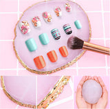 Harz Nail Art Palette,Maniküre Gemalt Palette,Goldener Rand Nagelleck Palette,Nail Art Make up Paletten Display Fach Nagel DIY Zubehör(Blanc)