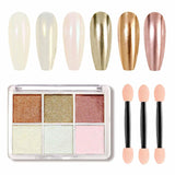 GZMAYUEN Chrome Pulver pour ongles 6 couleurs miroir Chrome poudre à ongles Pigment poudre Nail Art
