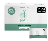 Naïf Lingettes Bébé Sans Plastique 54 Pièces (1 Paquet x 54 Pièces) - Pour les Fesses, le Corps et le Visage de Bébé - Ingrédients Naturels