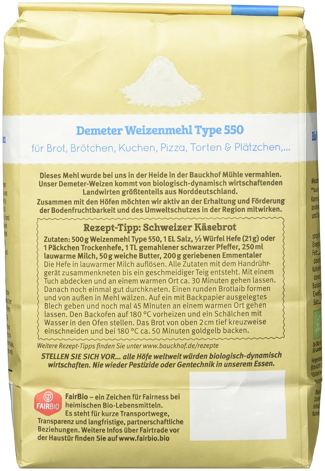 Farine de blé Hof type 550 Demeter, 1 kg