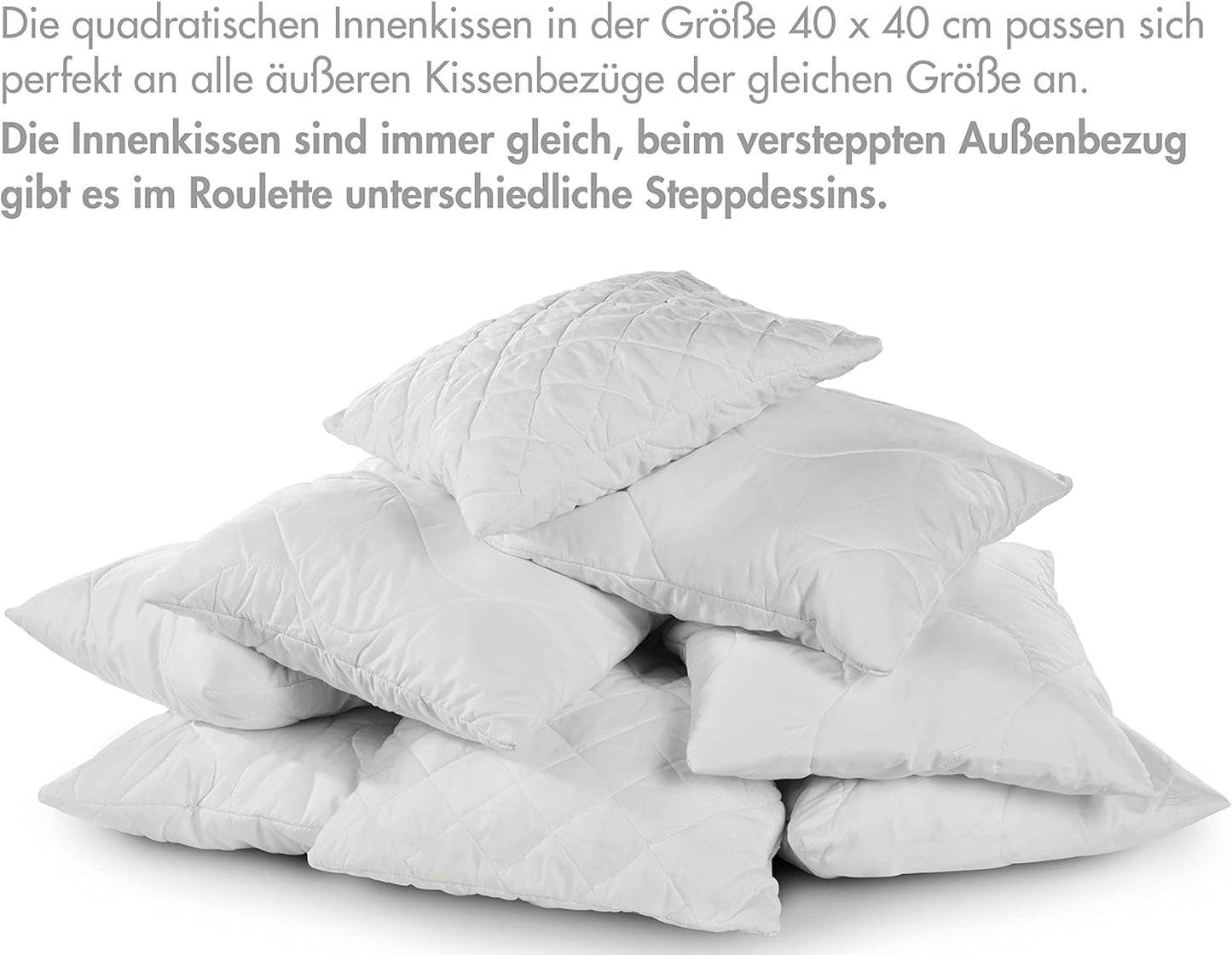 Traumnacht Oreiller roulette confortable, Lot de 4 oreillers, Avec housse matelassée et rembourrage en mousse, 40 X 40 cm, Certifié Oeko-Tex, Fabriqué selon la norme de qualité allemande Oreillers standard Naty Shop