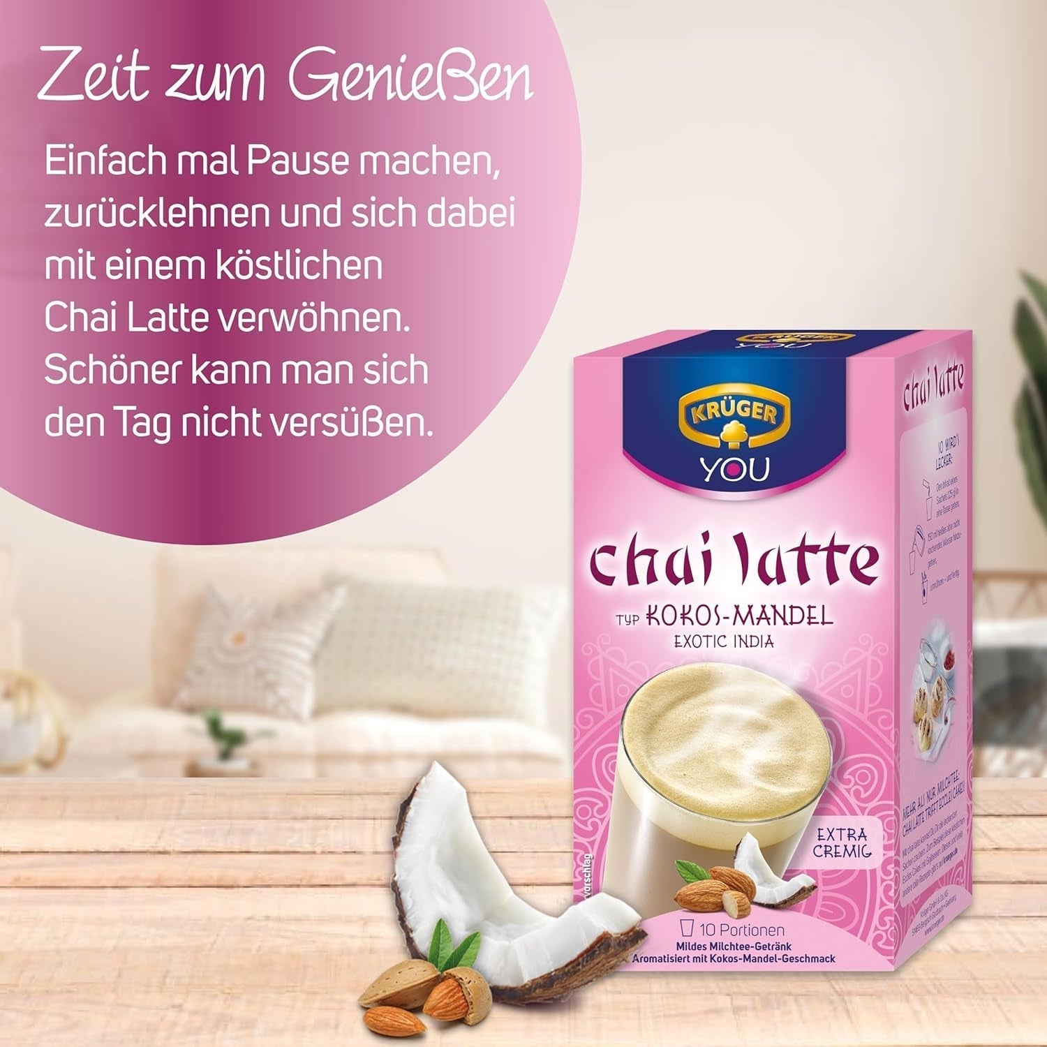KRÜGER Chai Latte Exotic India type noix de coco-amande (1 x 0,25 kg)