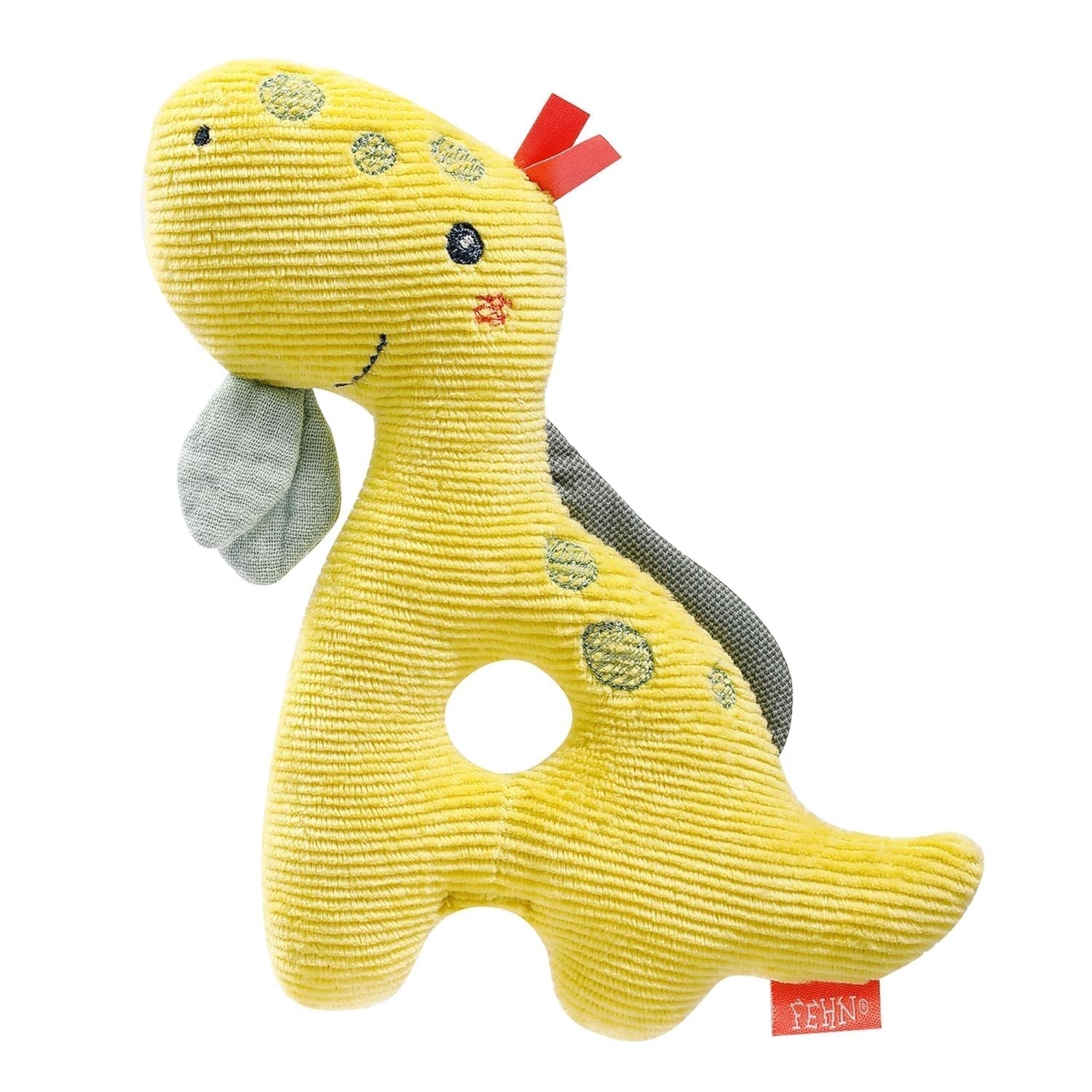 Fehn bébé anneau de préhension jouet mouton fehnNATUR - peluche avec coton biologique - jouet pour bébé avec clochette et jouet d'apprentissage ludique - jouet de préhension pour bébés et jeunes enfants à partir de 0 mois Baby Toys Naty Shop Dino