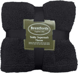 Brentfords Teddy-Fleece-Decke, Großer öberwurf öber Dem Bett, Plüsch, Superweich, Warm, Für Sofa, Bett, Tagesdecke, Schwarz – 150 X 200 Cm