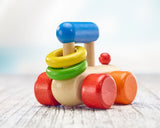 Jouet attrape locomotive Selecta, 8,5 cm, bois, 6 mois - 3 ans, locomotive avec anneaux hochet Jucarii Bebe Naty Shop