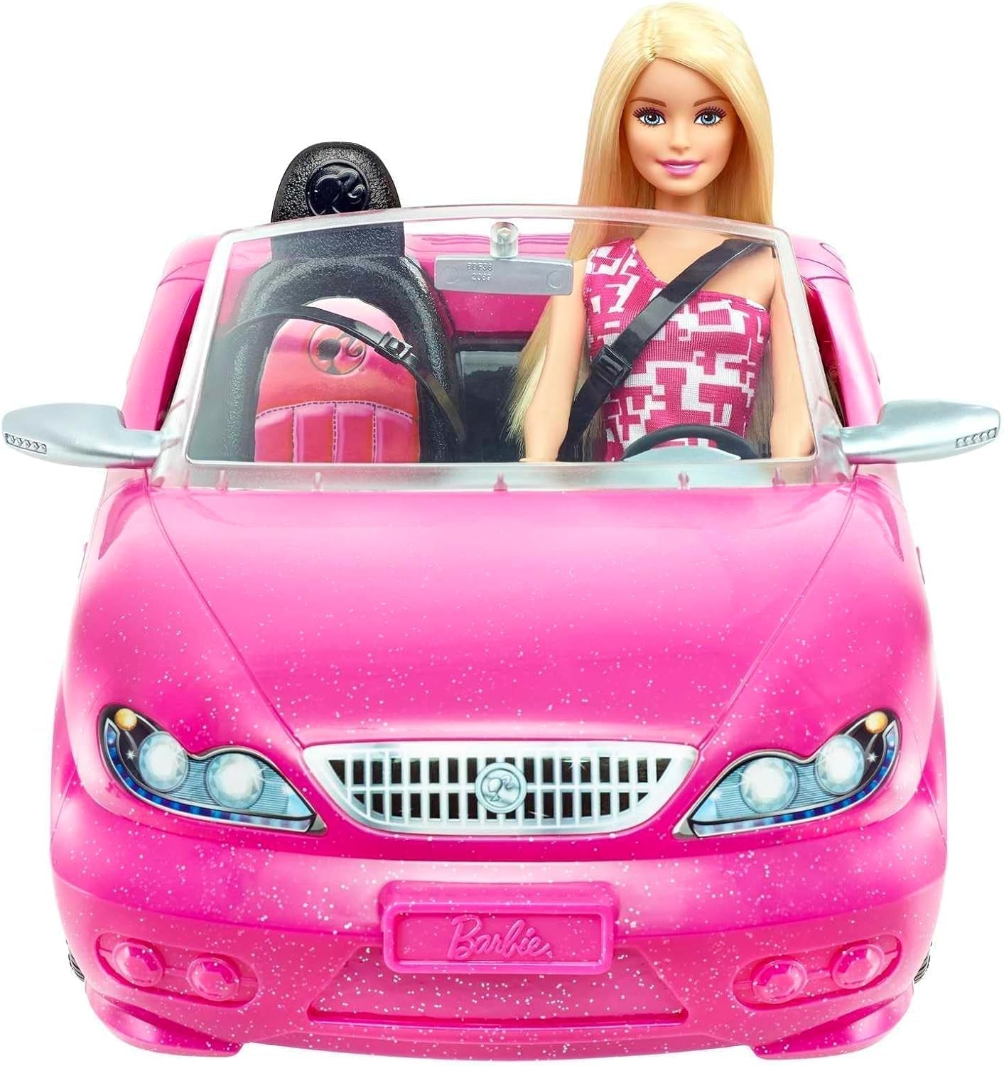 Poupée Barbie et cabriolet à paillettes roses, logo pneu réaliste, jouet 3 ans, DJR55 Naty Shop Dolls