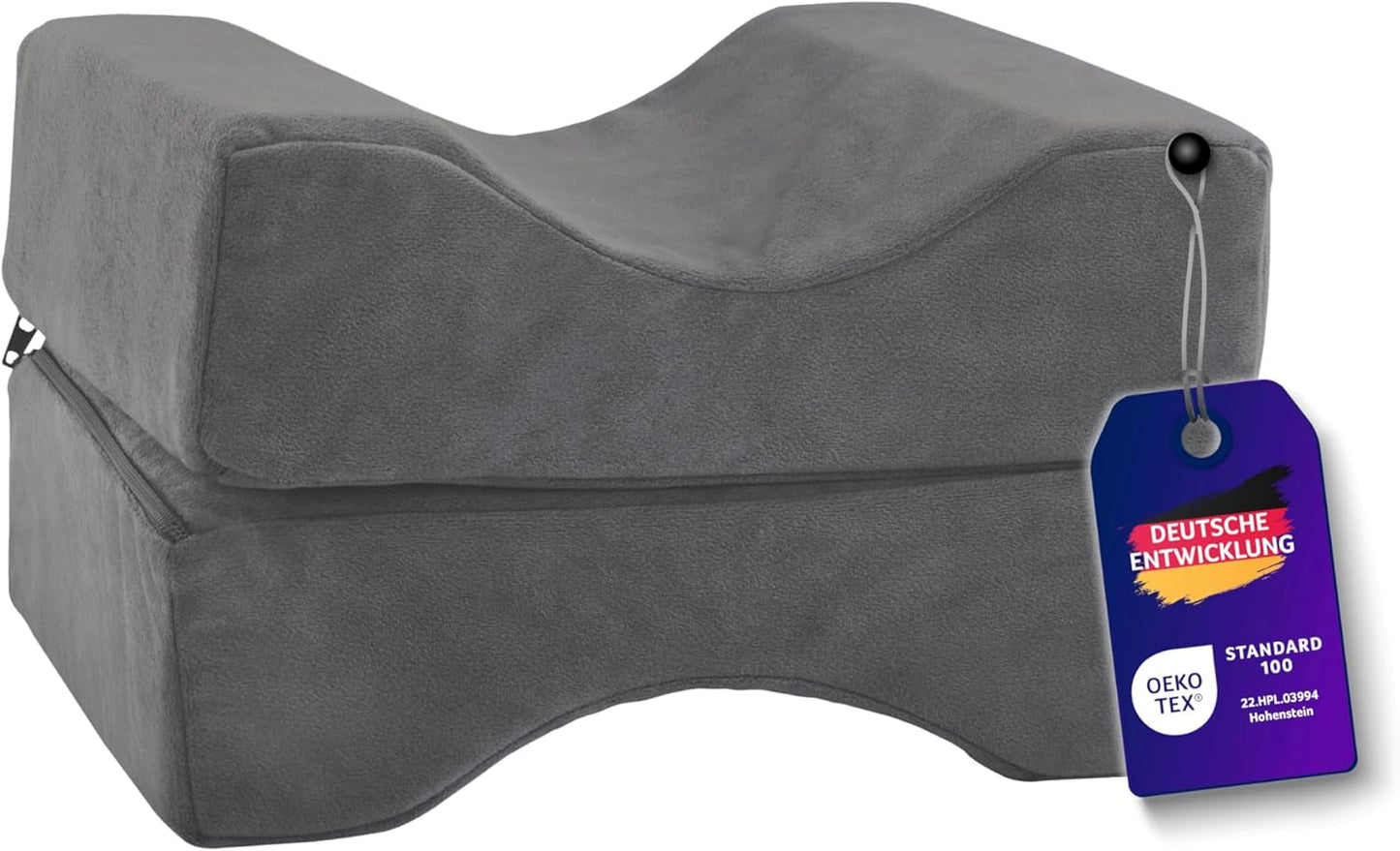 Oreiller orthopédique dorsal/lombaire Traumnacht avec noyau en mousse viscoélastique et housse en micropolaire douce pour la peau, certifié Oeko-Tex, fabriqué selon les normes de qualité allemandes