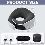 Oreiller cervical Oreiller de voyage en mousse à mémoire de forme Oreiller cervical en mousse à mémoire de forme au design ergonomique avec masque pour les yeux 2 bouchons d'oreille et sac de rangement Parfait pour dormir sur la route en voyage Naty Shop Oreillers orthopédiques cervicaux