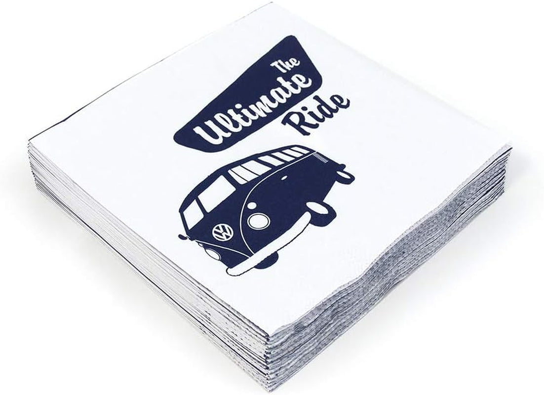 BRISA VW Collection – Serviettes de table Volkswagen Bus T1 (rayures Samba/rouge/3 épaisseurs)