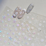 JMEOWIO Autocollant de manucure 3D Aurora Muschel Seestern Nail Art autocollant autocollant autocollant 5D stéréoscopique Ozean thème décoration Design de manucure 1 pièce