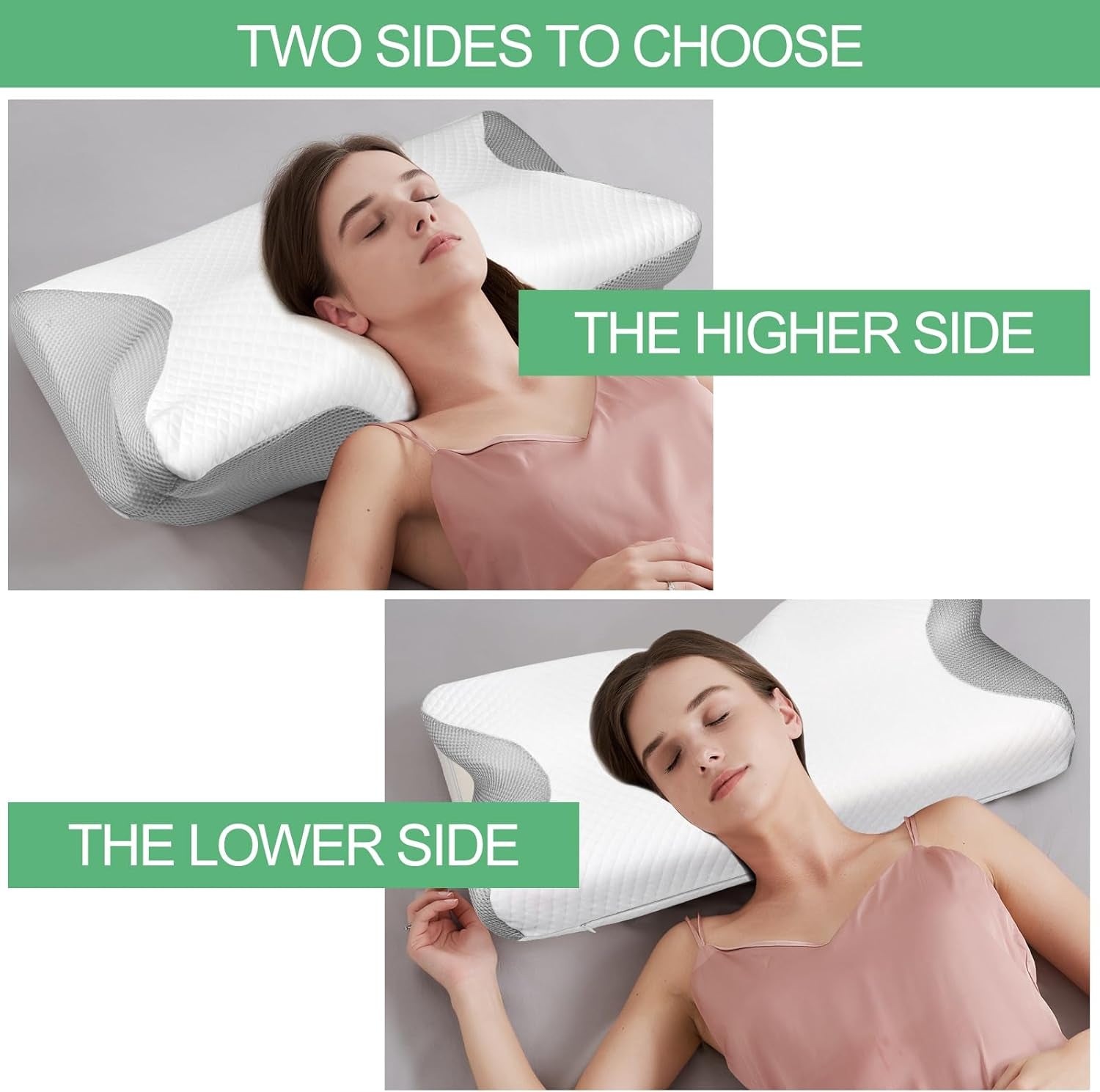 Oreiller orthopédique, Oreiller pour douleurs cervicales, Oreiller en mousse à mémoire de forme, Oreiller orthopédique pour le cou, Oreiller orthopédique pour dormir, Oreiller orthopédique pour le soutien du cou, Pièces d'oreiller anti-ronflement Oreillers orthopédiques cervicaux Naty Shop