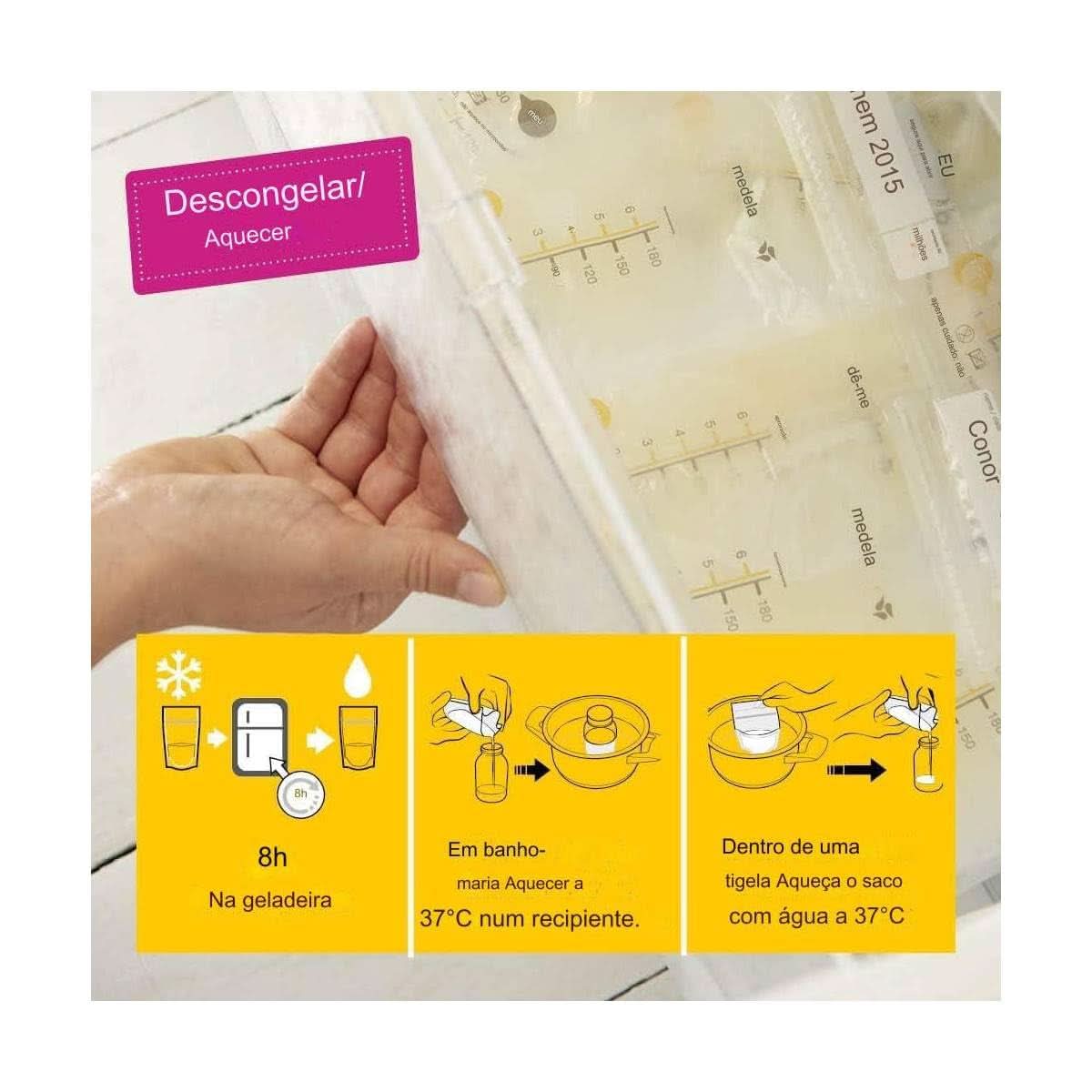 Sacs de conservation du lait maternel Medela 25 pièces, env. 200 ml, blanc (version espagnole) Accessoires d'alimentation et d'allaitement Bebe Naty Shop