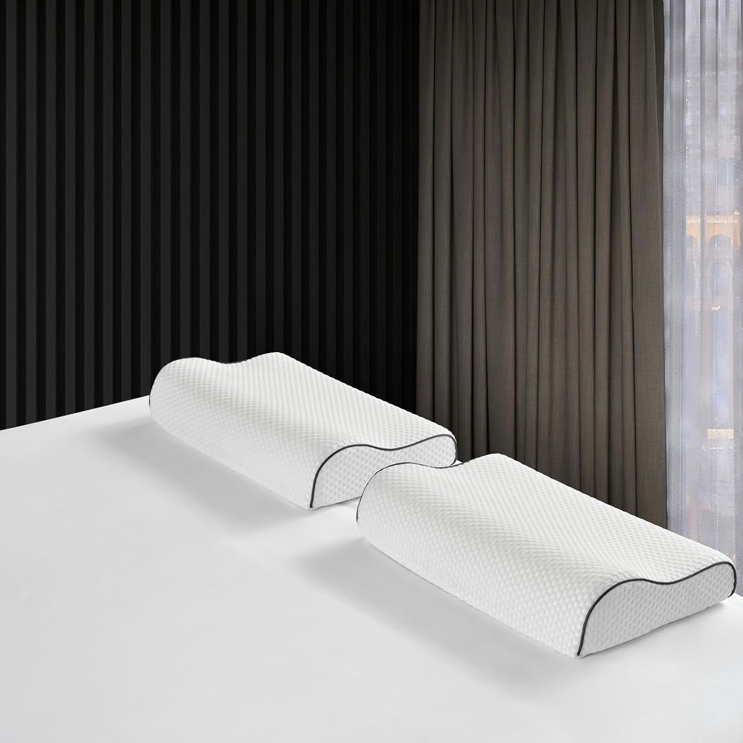 Oreiller de soutien cervical Z-Hom, oreiller en mousse à mémoire de forme, oreiller pour dormeur latéral, oreiller ergonomique, oreiller anti-ronflement, oreiller de couchage orthopédique, housse amovible (49 X 30 X 7/10 cm) Oreillers orthopédiques cervicaux Naty Shop