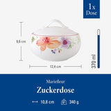 Villeroy & Boch - Sucrier Mariefleur, Couleurs assorties, Passe au lave-vaisselle, Passe au micro-ondes, Sucrier avec couvercle, Sucrier, Rangement, Accessoire à café, Vaisselle florale, Porcelaine Premium