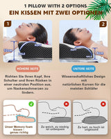 Oreiller orthopédique ergonomique pour douleurs cervicales, oreiller en mousse à mémoire de forme abdominale, oreiller anti-ronflement pour hommes et femmes (62 x 34,5 x 12/8 cm) Oreillers orthopédiques cervicaux Naty Shop