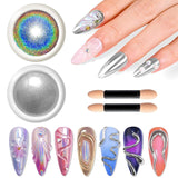 BISHENGYF Silver Chrome Nail Powder - Metal Holo Chromfarbener Nagelpuder, 1G Cromepulver Nägel Glitzer Glänzende Silver Nagelpulver Spiegeleffekt Pigment Nagelkunst, DIY-Design-Dekor Frauen Geschenk