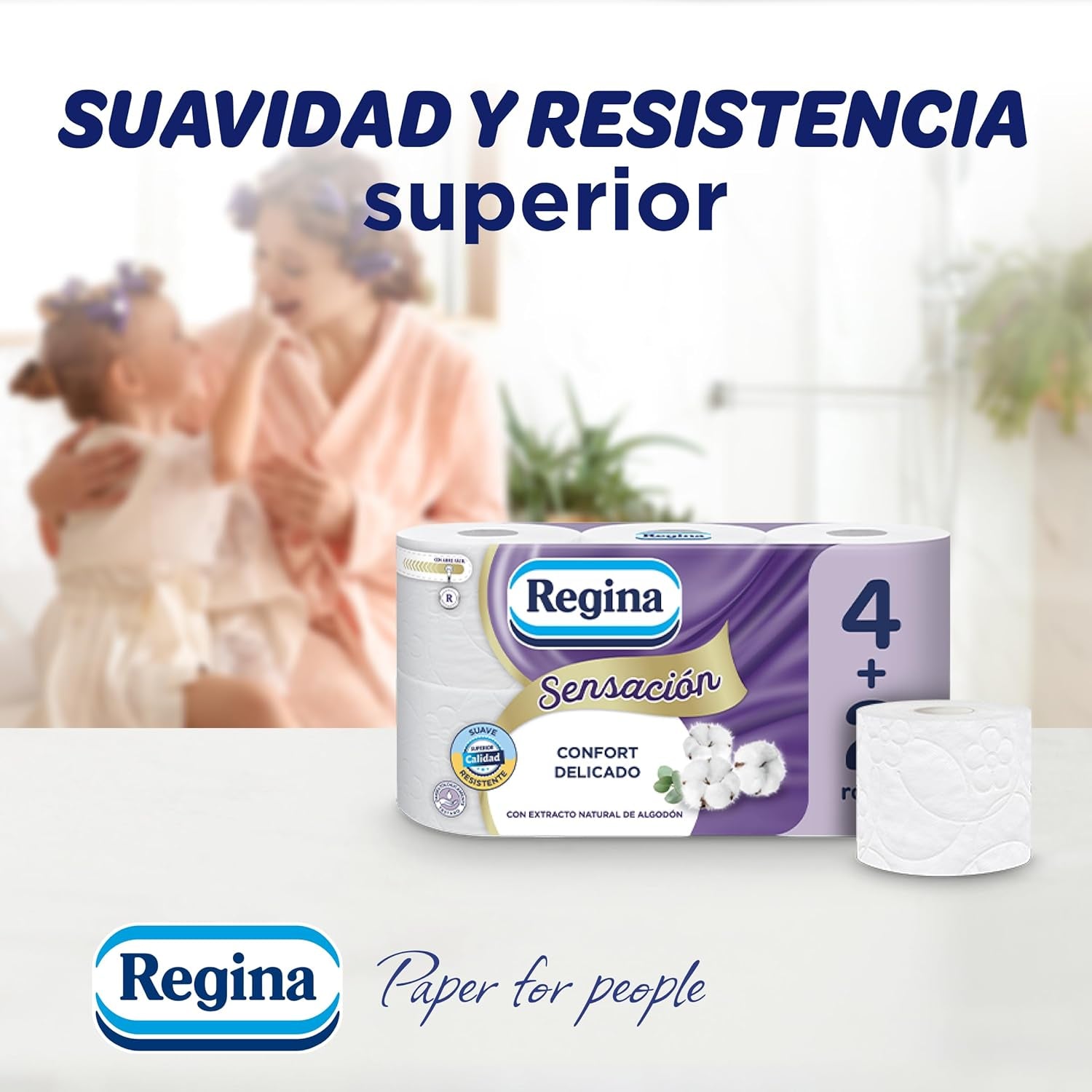 Regina Feeling - 42 rouleaux de papier toilette, 175 feuilles à trois couches, extrait naturel de coton et parfum délicat, emballage en plastique recyclé à 60%, papier certifié 100% Fsc