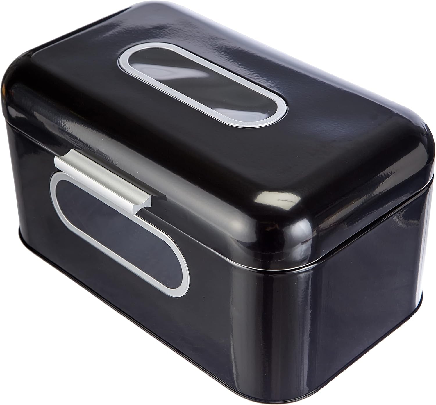 ECHTWERK Corbeille à Pain Rétro en Métal avec Fenêtre et Couvercle, Ensemble de 3 Boîtes de Rangement Élégantes, Capacité 1,4 L, Boîtes de Conservation Alimentaires Rouges Naty Shop Noir S Simple