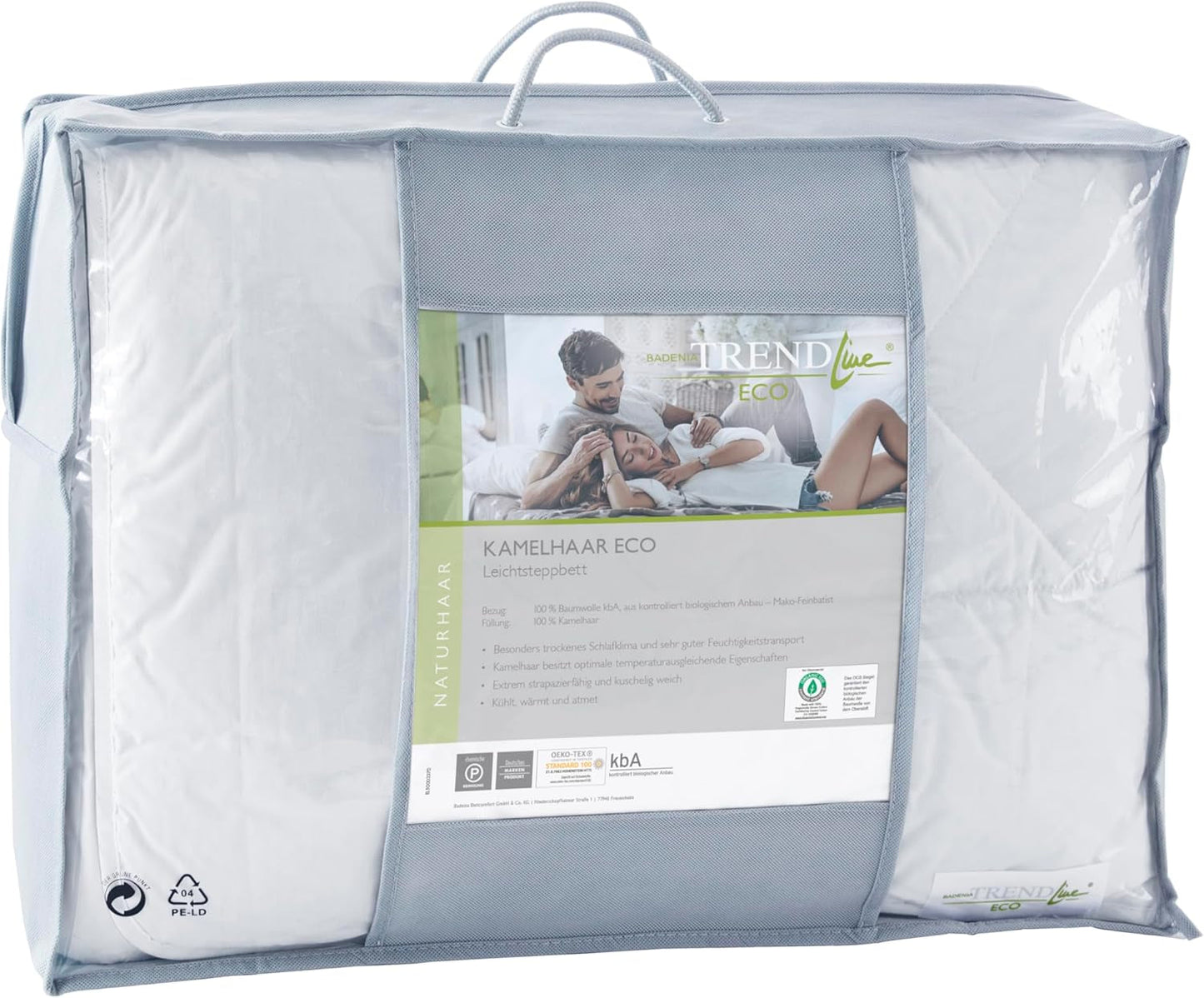 Badenia Trendline Eco Quilt Camel Léger 155 X 220 Cm, blanc, certifié Oeko-Tex, produit selon la norme de qualité allemande Couettes et couettes Naty Shop