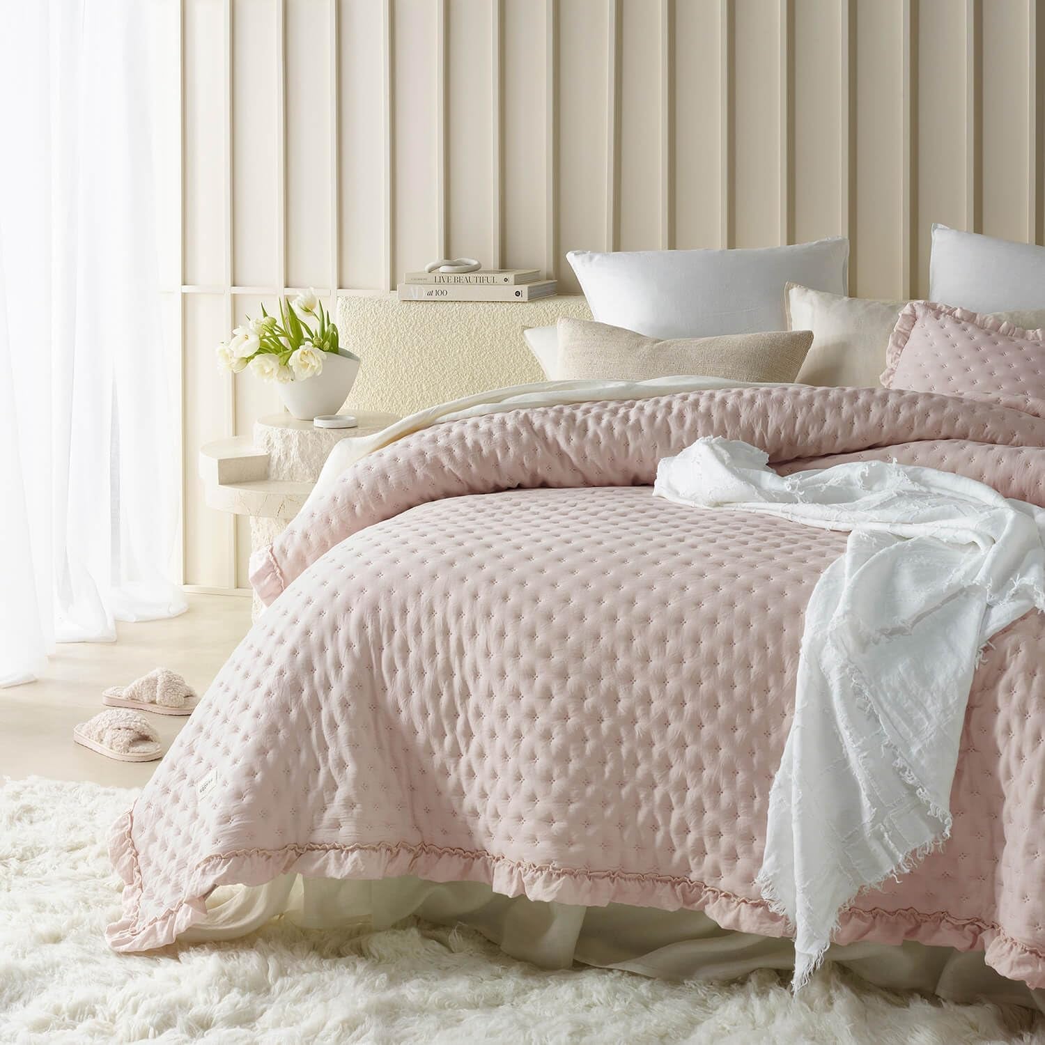 Molly Couvre-lit élégant en rose poudré 170 x 210 cm Couvre-lit polyvalent comme couvre-lit ou jeté de canapé pour lit et canapé Style couverture Idéal comme couvre-lit Lits et couvertures Besuche den ROOM99-Store
