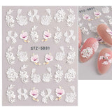 JMEOWIO Autocollants de manucure 3D pour ongles, fleurs, autocollants pour nail art, autocollants auto-adhésifs, bandes stéréoscopiques 5D, décoration de fleurs d'été, design de manucure, 4 feuilles