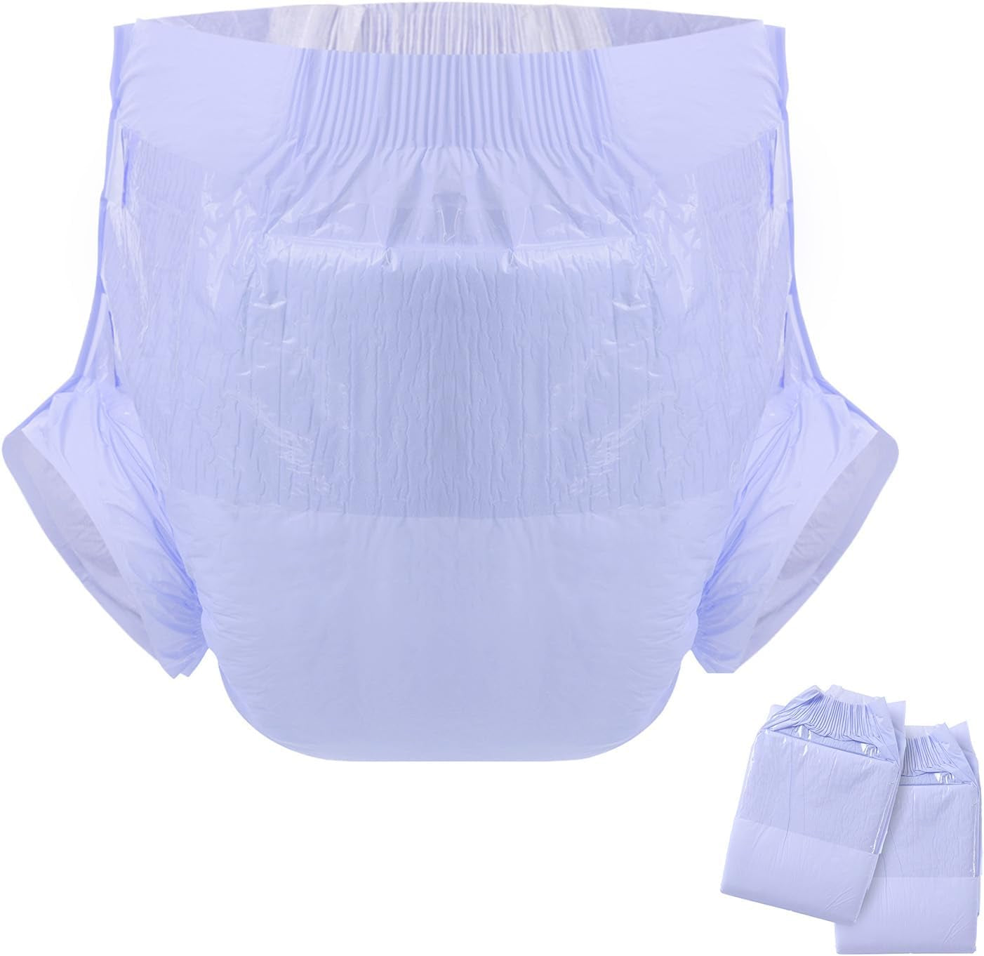 CutiePlusU Couches pour adultes, surface sèche, absorption maximale pendant la nuit, couche jetable pour incontinence – Bleu, lot de 2 (moyen 71-96 cm)
