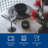 Villeroy & Boch Manufacture Rock Service de table, 6 pièces, Noir, Passe au lave-vaisselle, Passe au micro-ondes, Service de table noir mat, Vaisselle, Couverts, Porcelaine Premium