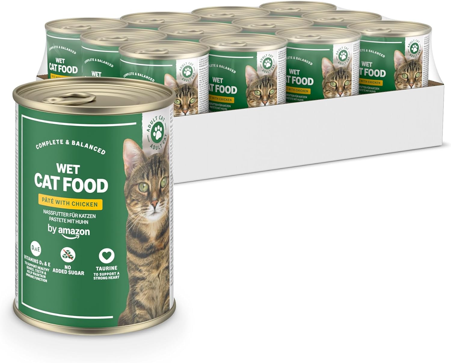 Amazon Nourriture humide pour chat sans céréales Spots de poulet en conserve 12 x 400 g