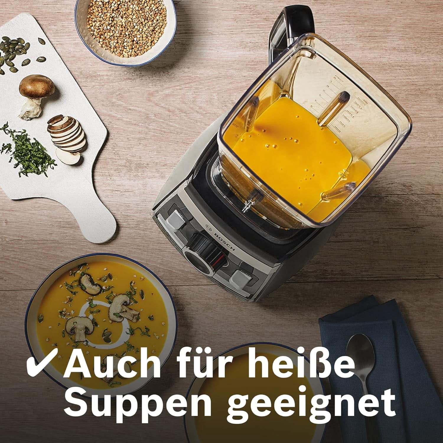 Bosch Batteur sur socle Vitaboost MMBH6P6BDE, 6-Klingen-Edelstahlmesser, 2.5L Tritan-Mixbehälter, Stopfer, 6 Automatikprogramme, Rezeptbuch, Bpa-Frei, Einfache Reinigung, 45 000 U/Min, 1600 W, Schwarz Bucatarie Naty Shop