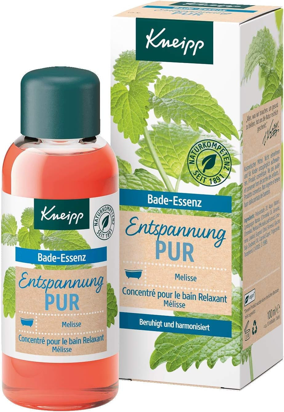Kneipp Bade, huile de bain à l'huile essentielle naturelle de mélisse indienne et à l'extrait de mélisse, 100 ml Naty Shop