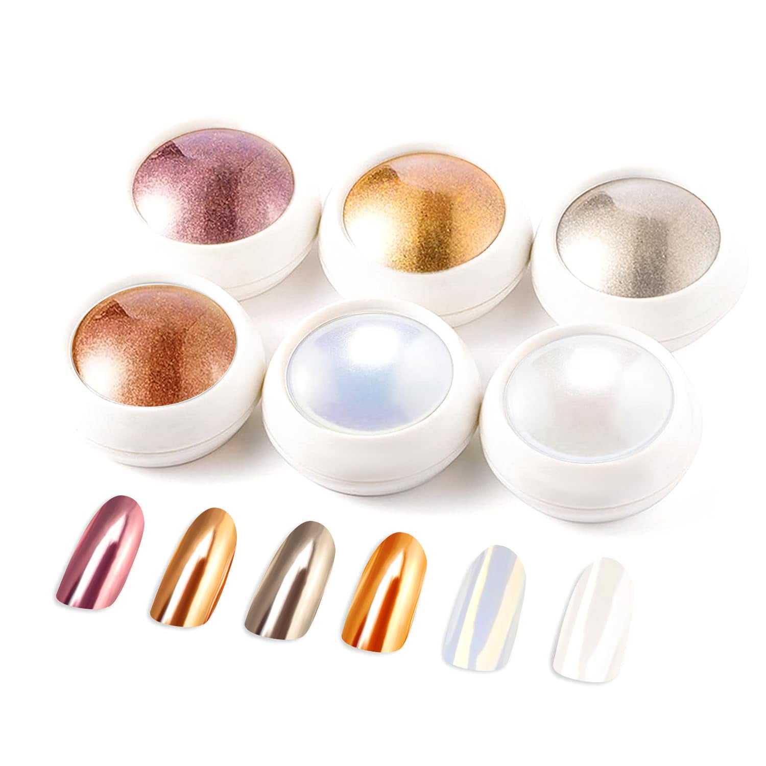 BISHENGYF Rose Gold Chrome Nail PowderNouvelle mise à niveau Grosse Kapazitä Chrom PulverSuper-Spiegeleffekt Metall Mirror Chrome Powder – Neon Glassy Pearl Effect Glitter Nail Art Pulver pour DIY Salon