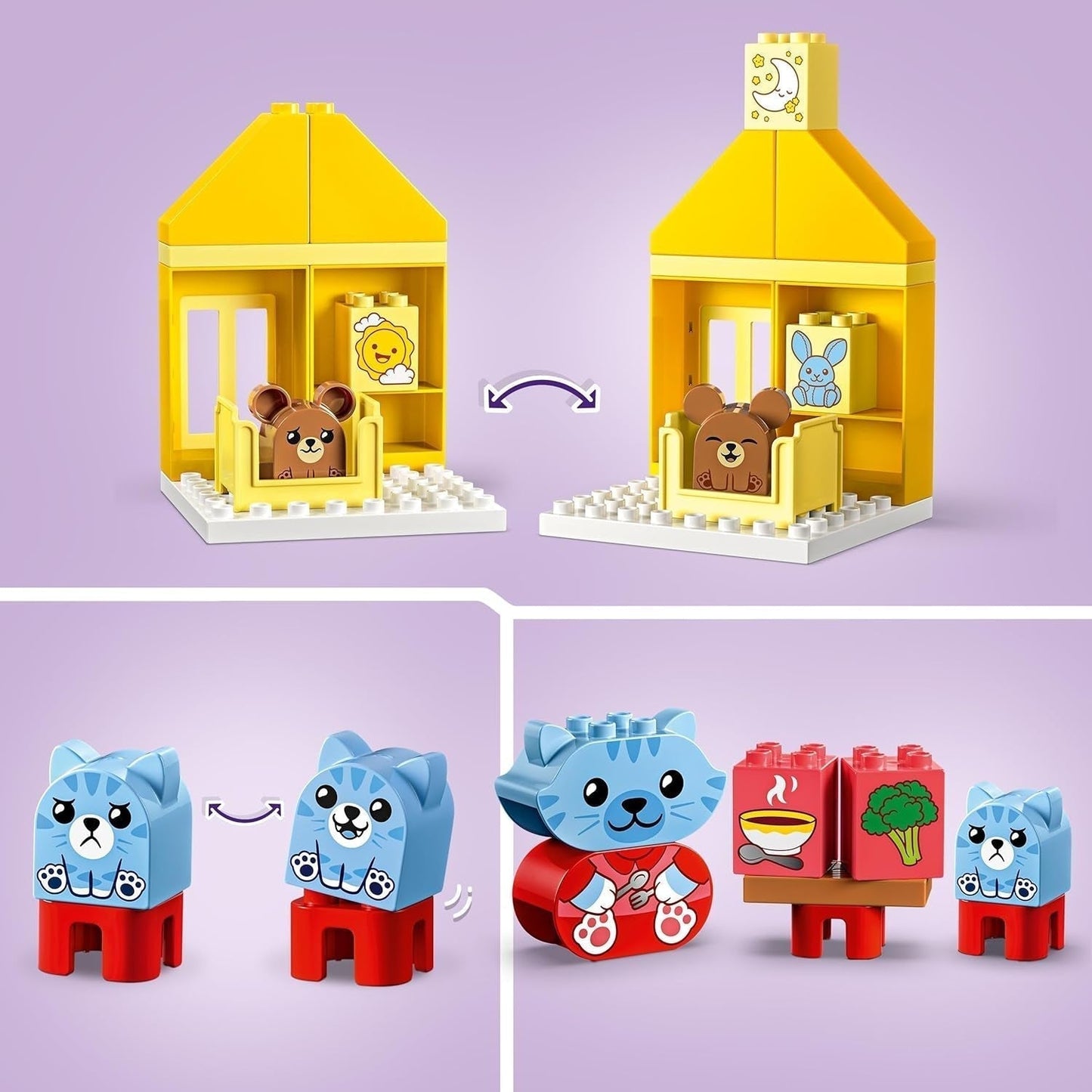 LEGO DUPLO Routines quotidiennes : manger et dormir, jouet éducatif pour encourager le développement social et émotionnel, avec 4 figurines d'animaux, cadeau pour les enfants à partir de 18 mois 10414 Jeux de construction Besuche den LEGO-Store
