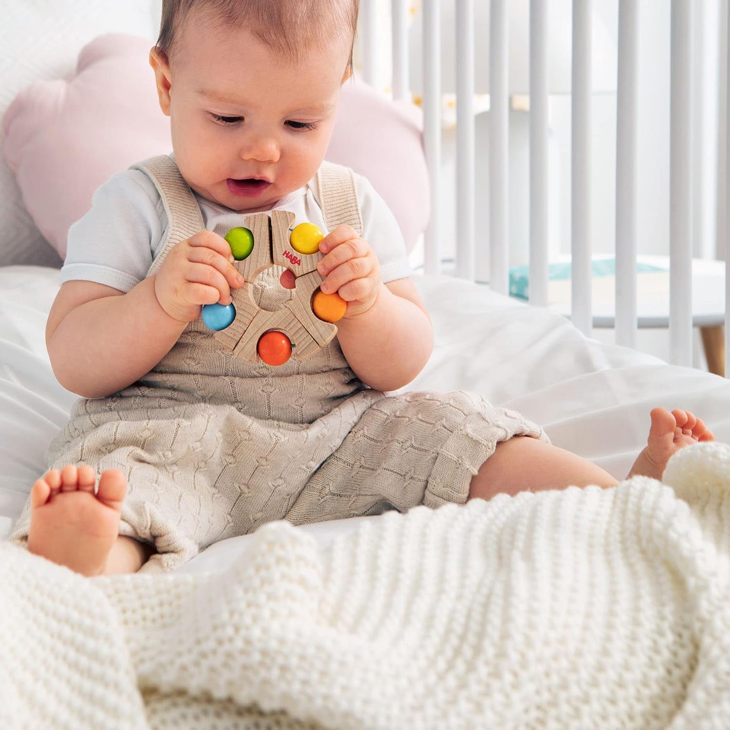 HABA 306692 - Jouet à attraper avec roue à billes, Jouet à attraper à partir de 6 mois, Fabriqué en Allemagne, Colorful Bebe Toys Naty Shop