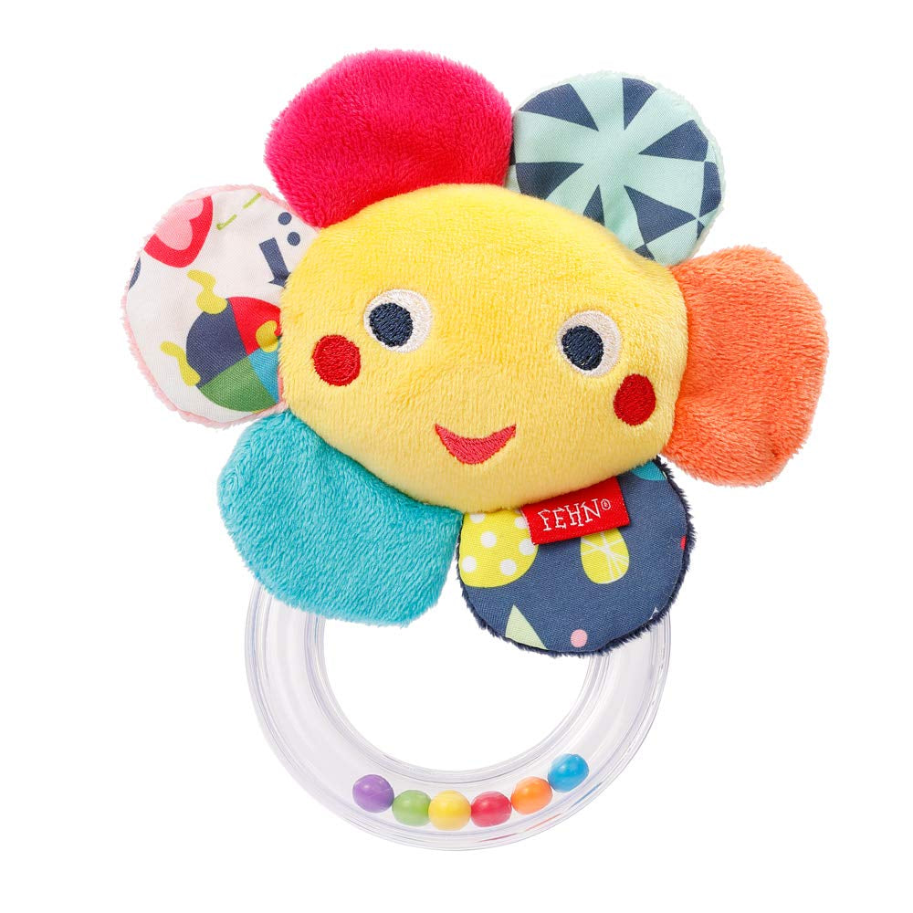 Fehn Jouet Poulpe Clochette - Hochet, Couinement, Jouet de Motricité - Jouet en Peluche pour Bébés avec Tissu Doux - Jouet pour Bébés et Tout-Petits à partir de 0 Mois Jouets pour Bébés Naty Shop Flower