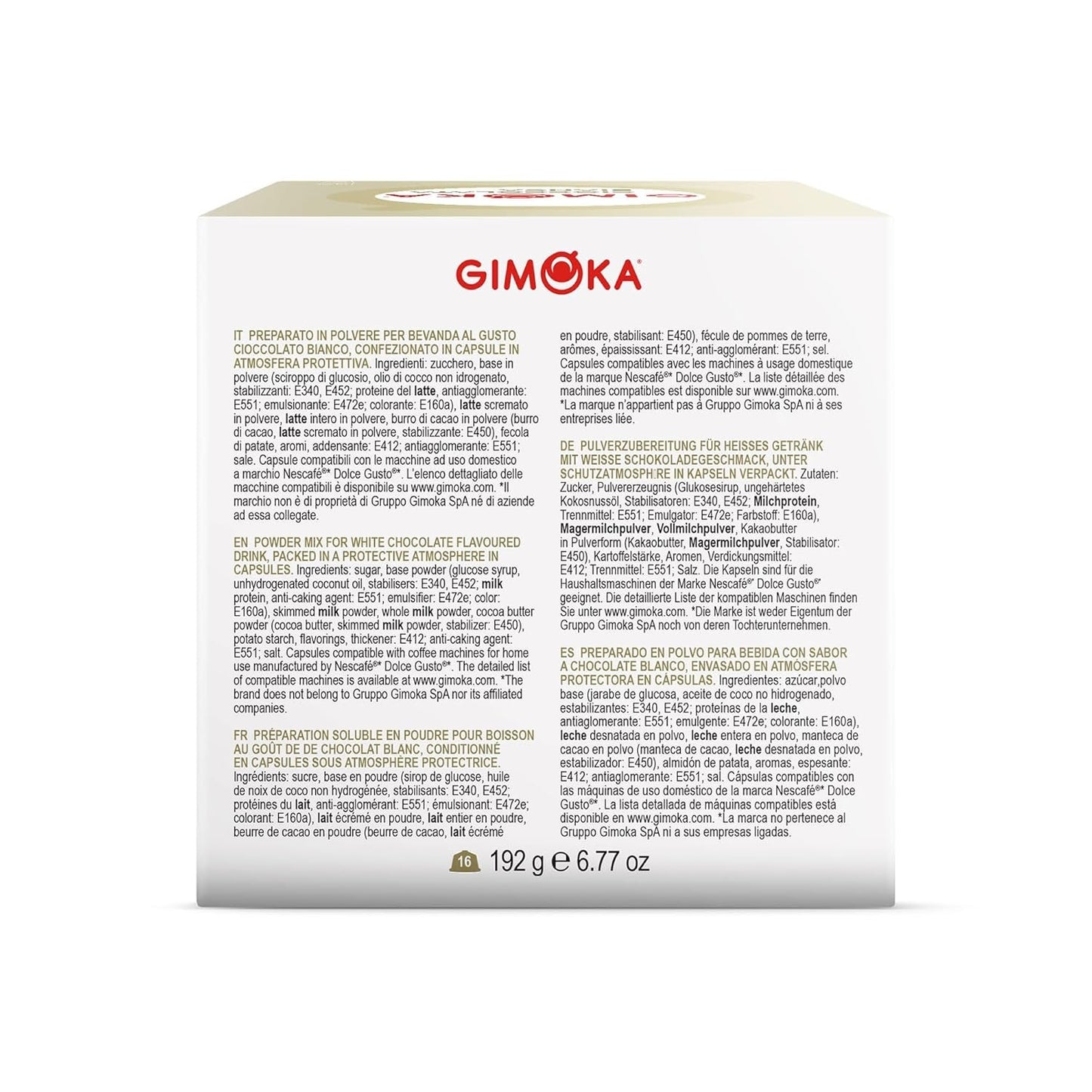 Gimoka Kaffeekapseln, Gesmack WEISSE CHOKOLADE - 48 Kapseln Compatible with Kaffeemaschinen der Marke Nescafè* Dolce Gusto*, 48 Stück (3 x 16 Getränke), Hergestellt in Italien