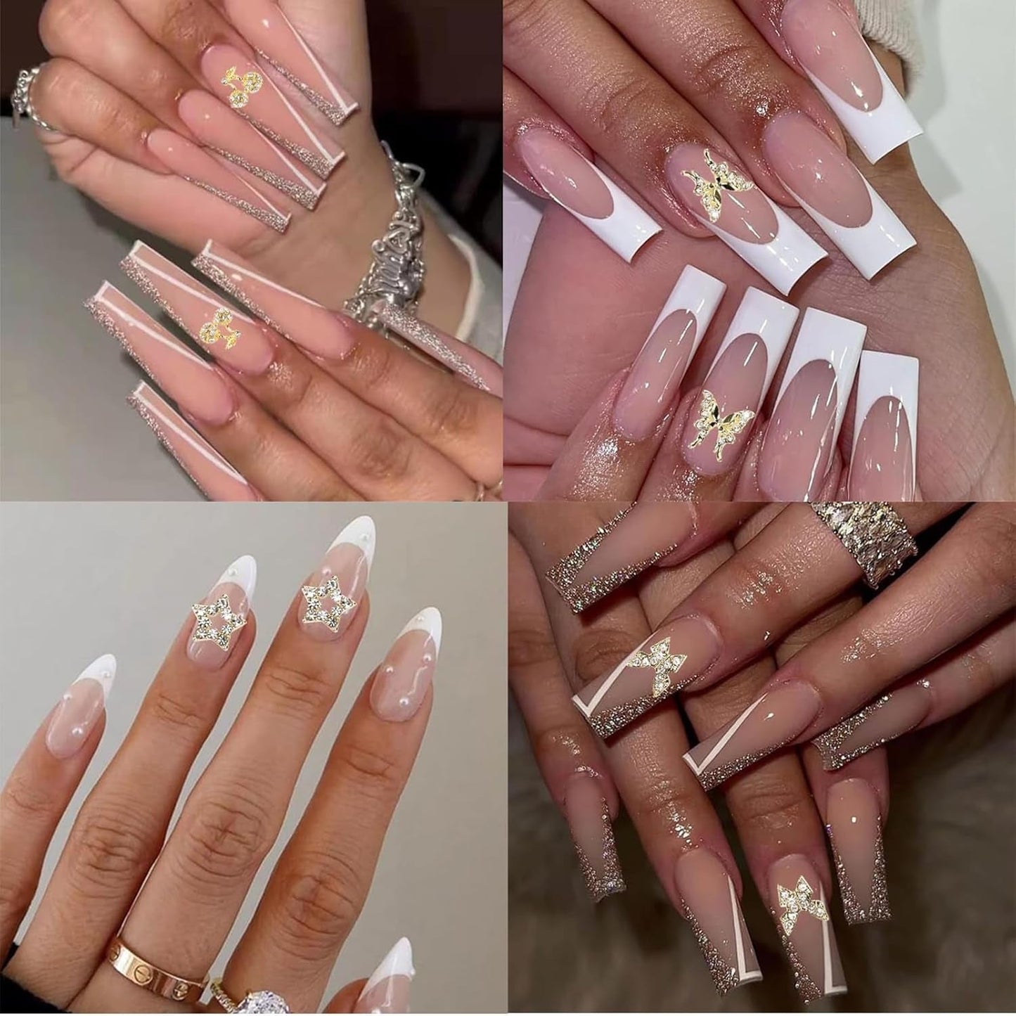24 pièces Nagel-Charms, Y2K-Legierung, Nail Art, Strass-Charms, 3D-Herz, Schleife, Schmetterling, Charm Mit Strasssteinen, Kirsch-Nagel-Edelsteinen, Glänzender Schmuck
