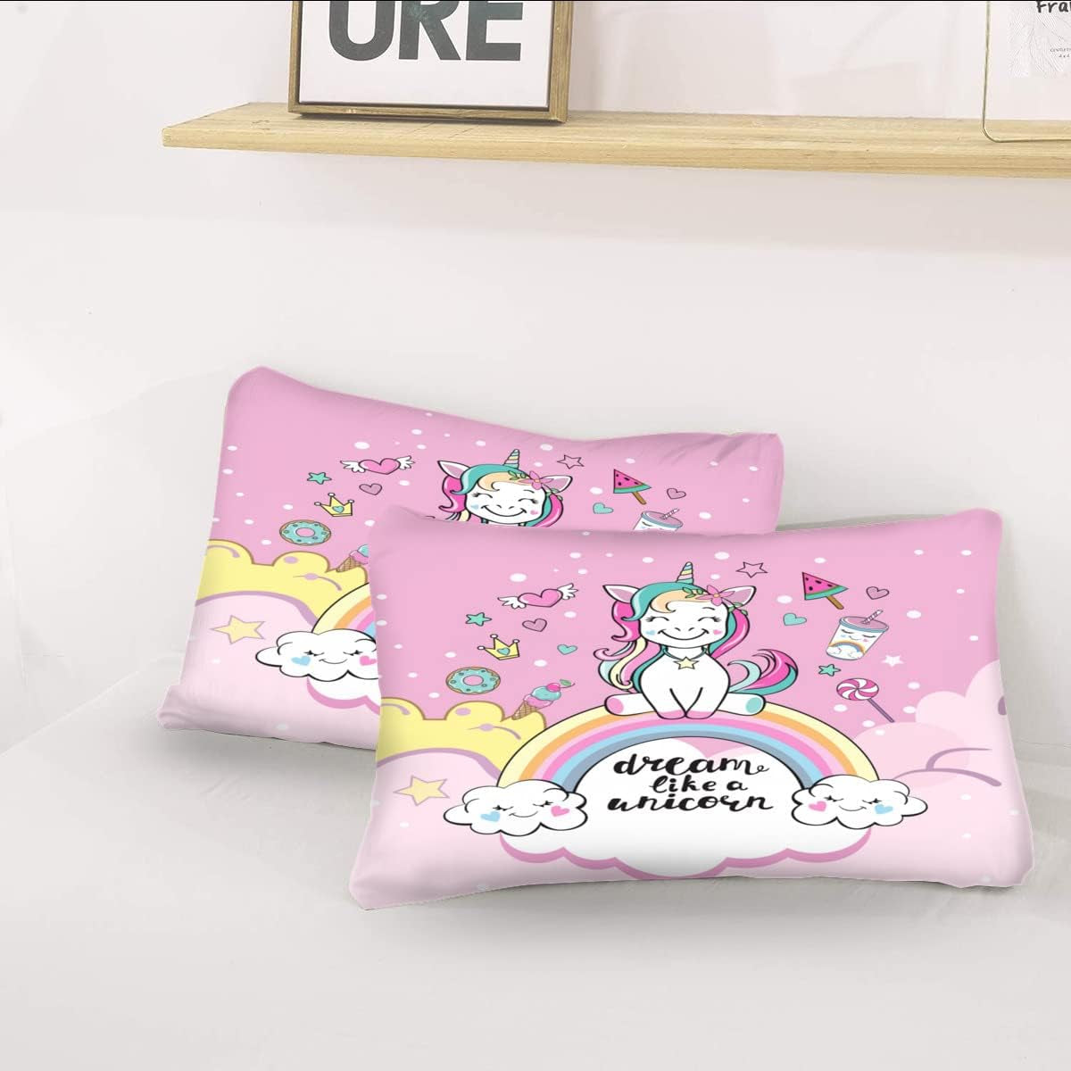 Literie fille Licorne, 2 taies d'oreiller Literie - enfant Naty Shop